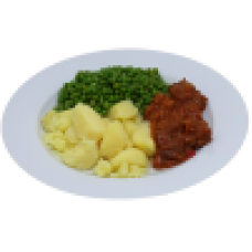 Boeuf stroganoff met doperwten en gekookte aardappelen (natrium/zoutarm)